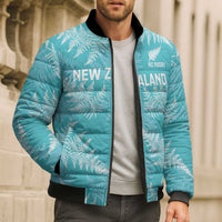 New Zealand Silver Fern Rugby Custom Bomber Puffer Jacket Go Aotearoa Champions Turquoise Version - Polynesian Pride
