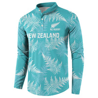 New Zealand Silver Fern Rugby Custom Button Sweatshirt Go Aotearoa Champions Turquoise Version - Polynesian Pride