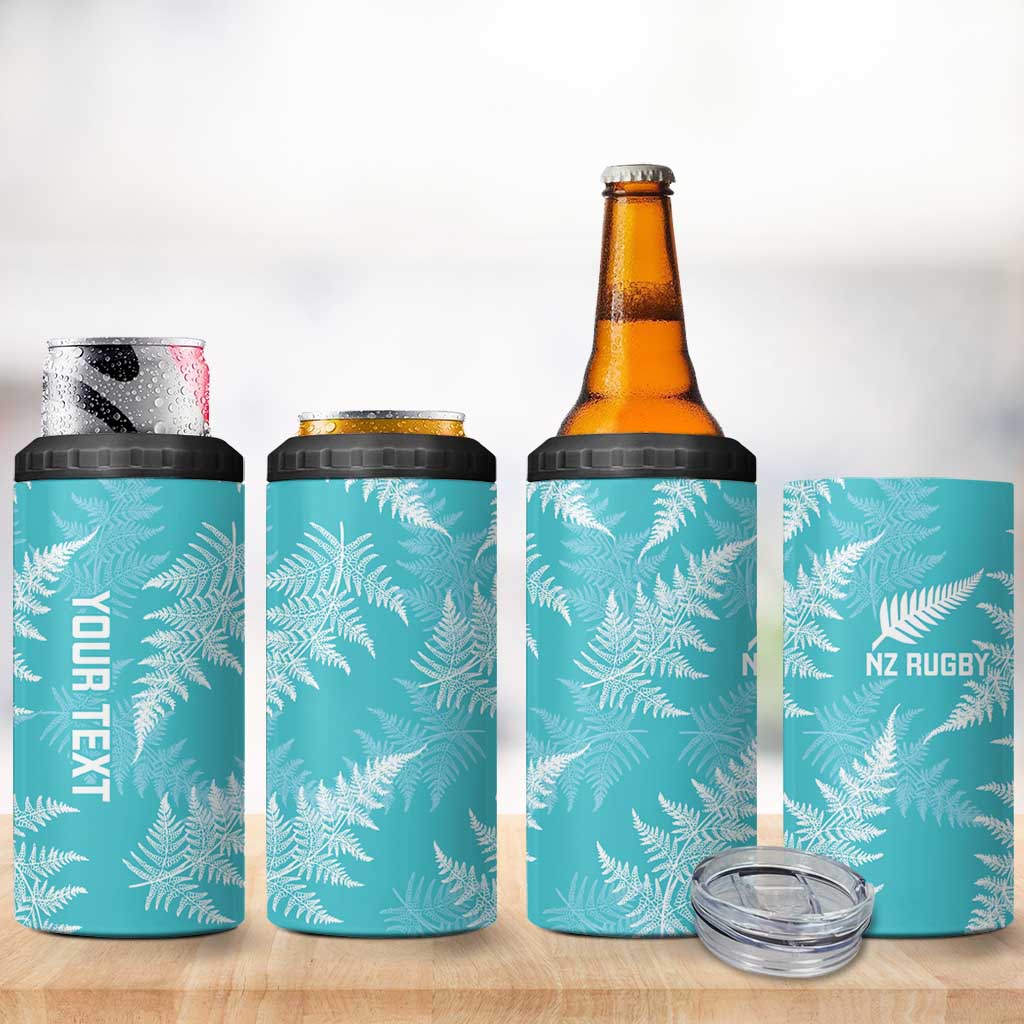 New Zealand Silver Fern Rugby Custom 4 in 1 Can Cooler Tumbler Go Aotearoa Champions Turquoise Version LT14 - Polynesian Pride