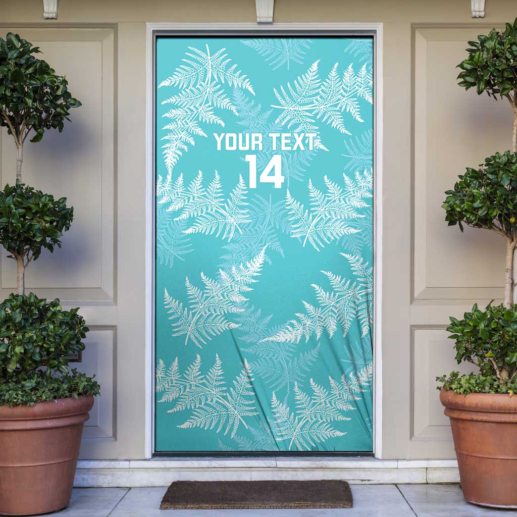 New Zealand Silver Fern Rugby Custom Door Cover Go Aotearoa Champions Turquoise Version LT14 Turquoise - Polynesian Pride