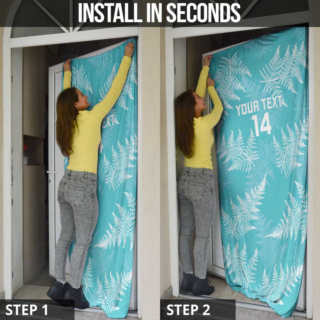 New Zealand Silver Fern Rugby Custom Door Cover Go Aotearoa Champions Turquoise Version LT14 - Polynesian Pride