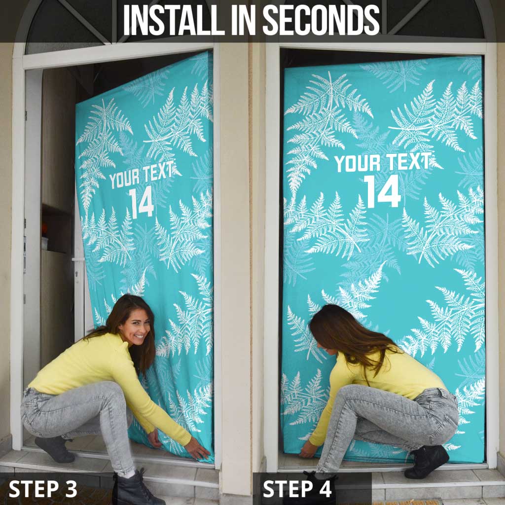 New Zealand Silver Fern Rugby Custom Door Cover Go Aotearoa Champions Turquoise Version LT14 - Polynesian Pride