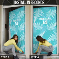 New Zealand Silver Fern Rugby Custom Door Cover Go Aotearoa Champions Turquoise Version LT14 - Polynesian Pride