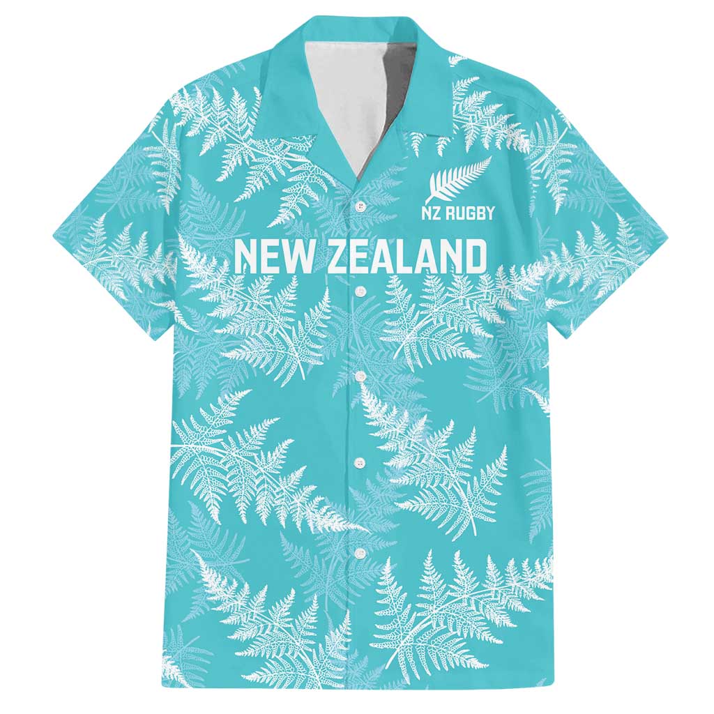 New Zealand Silver Fern Rugby Custom Family Matching Long Sleeve Bodycon Dress and Hawaiian Shirt Go Aotearoa Champions Turquoise Version LT14 Dad's Shirt - Short Sleeve Turquoise - Polynesian Pride