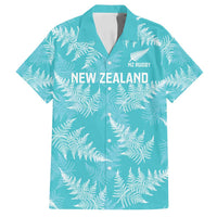 New Zealand Silver Fern Rugby Custom Family Matching Off Shoulder Short Dress and Hawaiian Shirt Go Aotearoa Champions Turquoise Version LT14 Dad's Shirt - Short Sleeve Turquoise - Polynesian Pride