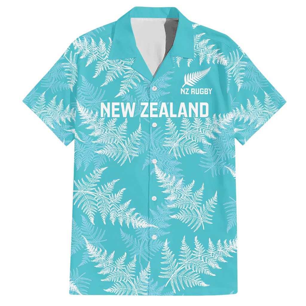 New Zealand Silver Fern Rugby Custom Family Matching Short Sleeve Bodycon Dress and Hawaiian Shirt Go Aotearoa Champions Turquoise Version LT14 Dad's Shirt - Short Sleeve Turquoise - Polynesian Pride