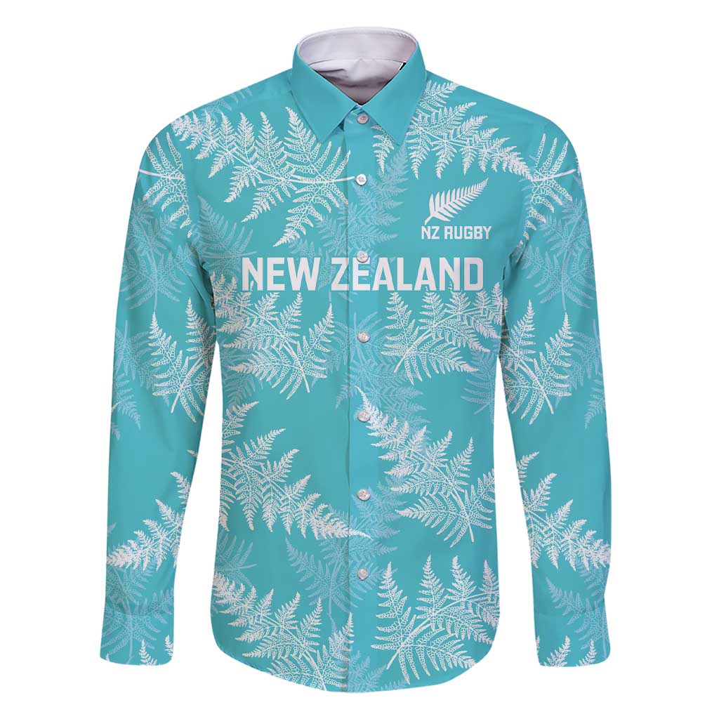New Zealand Silver Fern Rugby Custom Family Matching Short Sleeve Bodycon Dress and Hawaiian Shirt Go Aotearoa Champions Turquoise Version LT14 Dad's Shirt - Long Sleeve Turquoise - Polynesian Pride