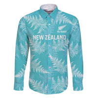 New Zealand Silver Fern Rugby Custom Family Matching Tank Maxi Dress and Hawaiian Shirt Go Aotearoa Champions Turquoise Version LT14 Dad's Shirt - Long Sleeve Turquoise - Polynesian Pride