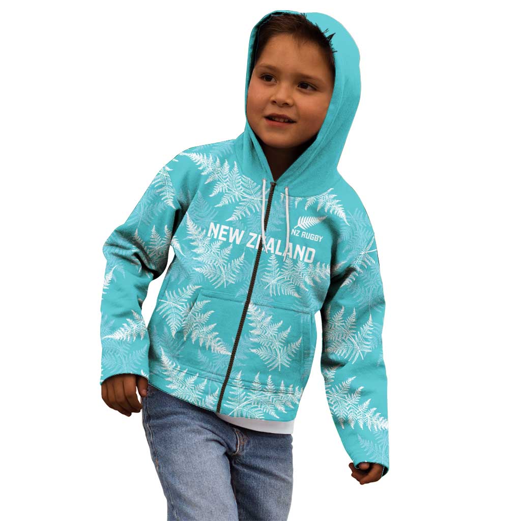 New Zealand Silver Fern Rugby Custom Kid Hoodie Go Aotearoa Champions Turquoise Version LT14 - Polynesian Pride