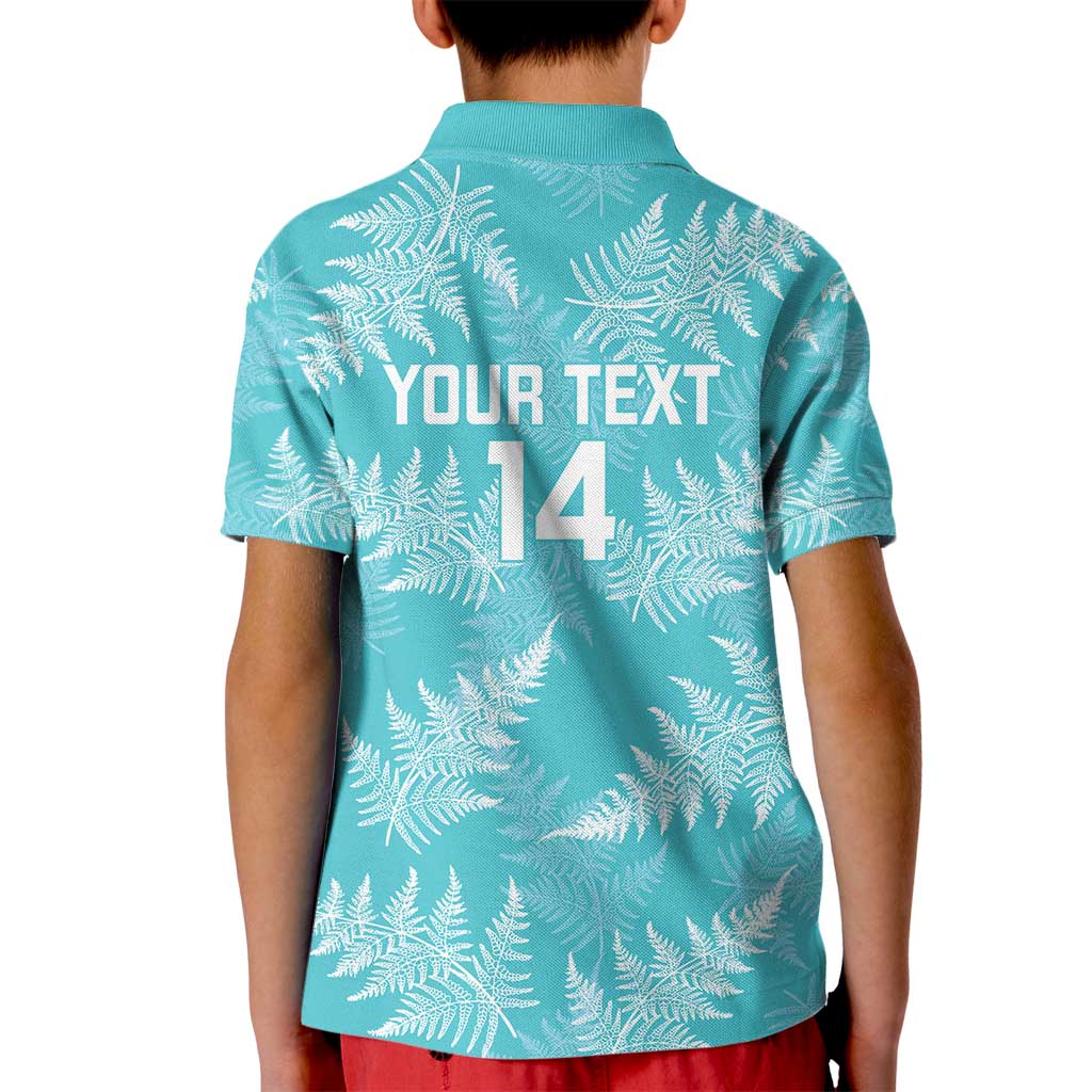 New Zealand Silver Fern Rugby Custom Kid Polo Shirt Go Aotearoa Champions Turquoise Version LT14 - Polynesian Pride