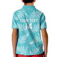 New Zealand Silver Fern Rugby Custom Kid Polo Shirt Go Aotearoa Champions Turquoise Version LT14 - Polynesian Pride