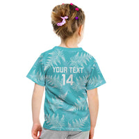 New Zealand Silver Fern Rugby Custom Kid T Shirt Go Aotearoa Champions Turquoise Version LT14 - Polynesian Pride