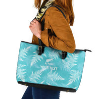 New Zealand Silver Fern Rugby Custom Leather Tote Bag Go Aotearoa Champions Turquoise Version LT14 Turquoise - Polynesian Pride