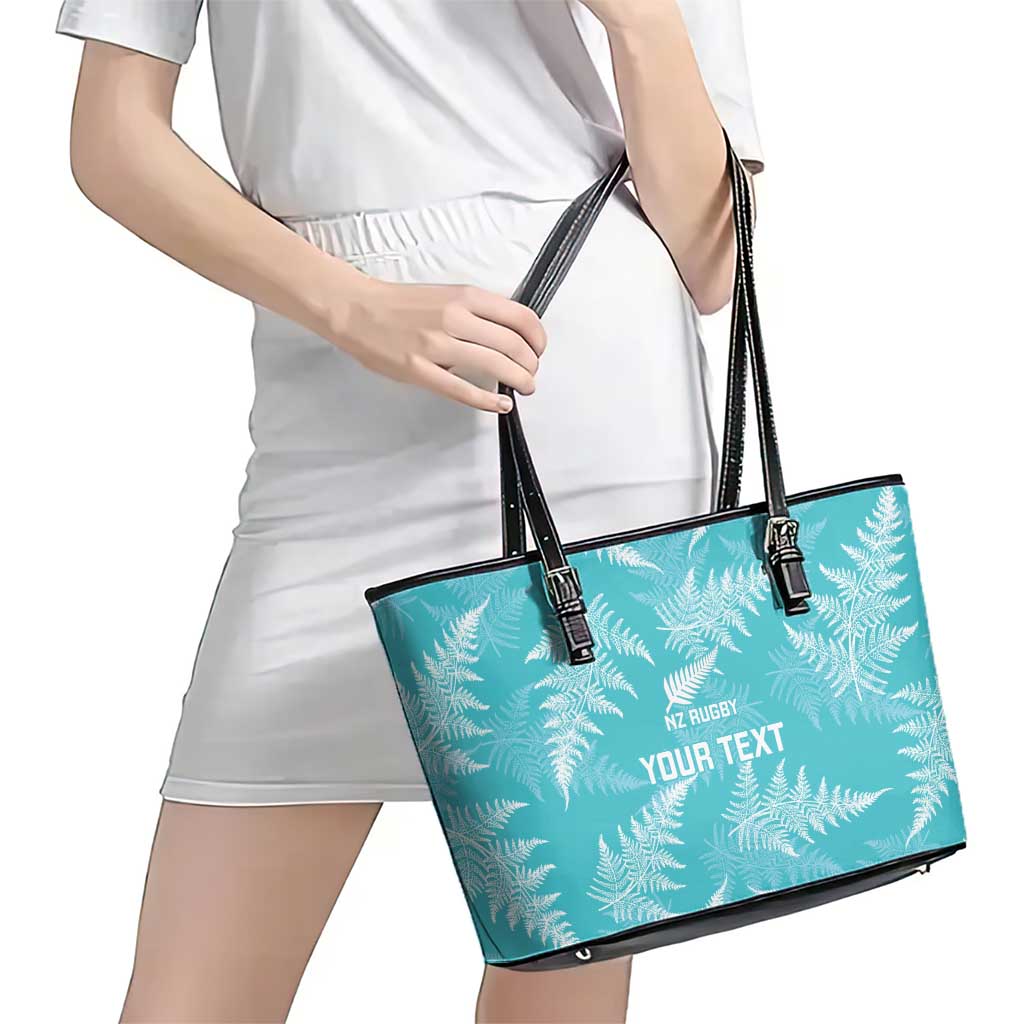 New Zealand Silver Fern Rugby Custom Leather Tote Bag Go Aotearoa Champions Turquoise Version LT14 - Polynesian Pride