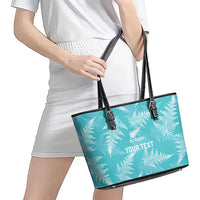 New Zealand Silver Fern Rugby Custom Leather Tote Bag Go Aotearoa Champions Turquoise Version LT14 - Polynesian Pride