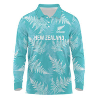 New Zealand Silver Fern Rugby Custom Long Sleeve Polo Shirt Go Aotearoa Champions Turquoise Version LT14 Turquoise - Polynesian Pride