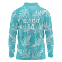 New Zealand Silver Fern Rugby Custom Long Sleeve Polo Shirt Go Aotearoa Champions Turquoise Version LT14 - Polynesian Pride