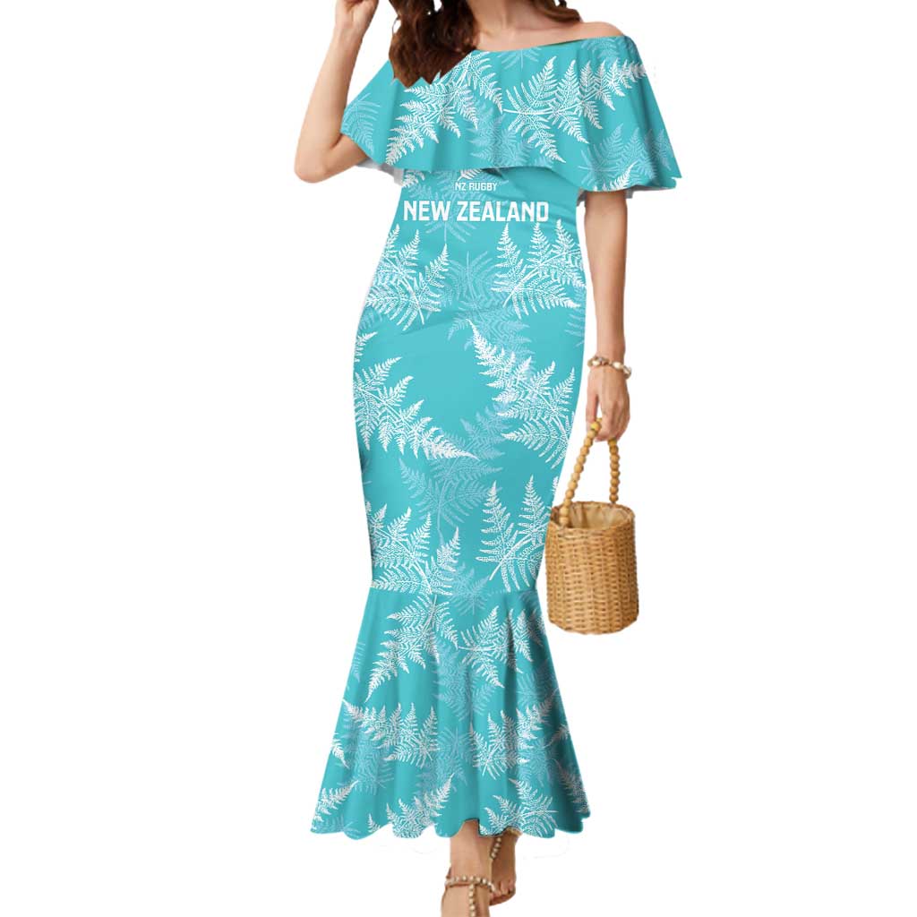 New Zealand Silver Fern Rugby Custom Mermaid Dress Go Aotearoa Champions Turquoise Version LT14 Women Turquoise - Polynesian Pride