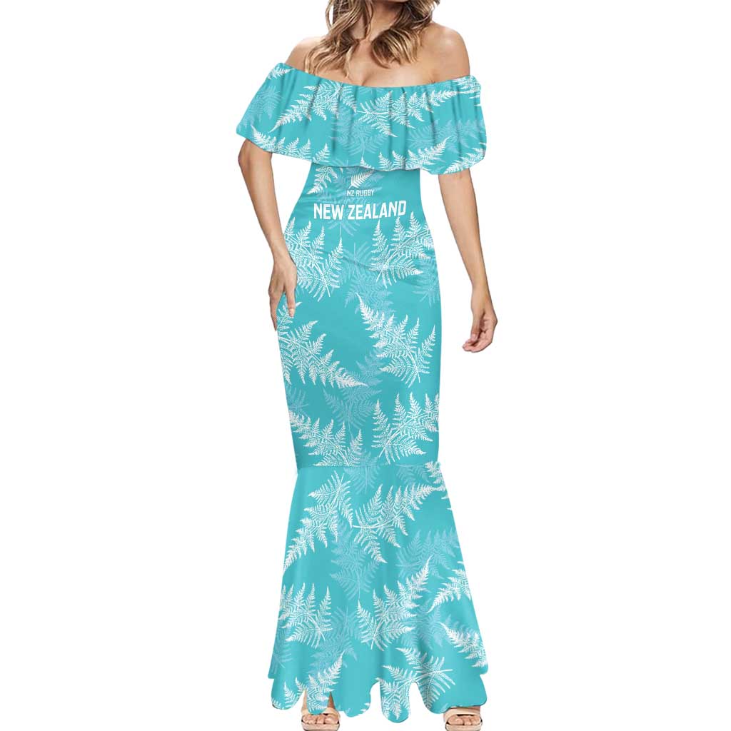 New Zealand Silver Fern Rugby Custom Mermaid Dress Go Aotearoa Champions Turquoise Version LT14 - Polynesian Pride