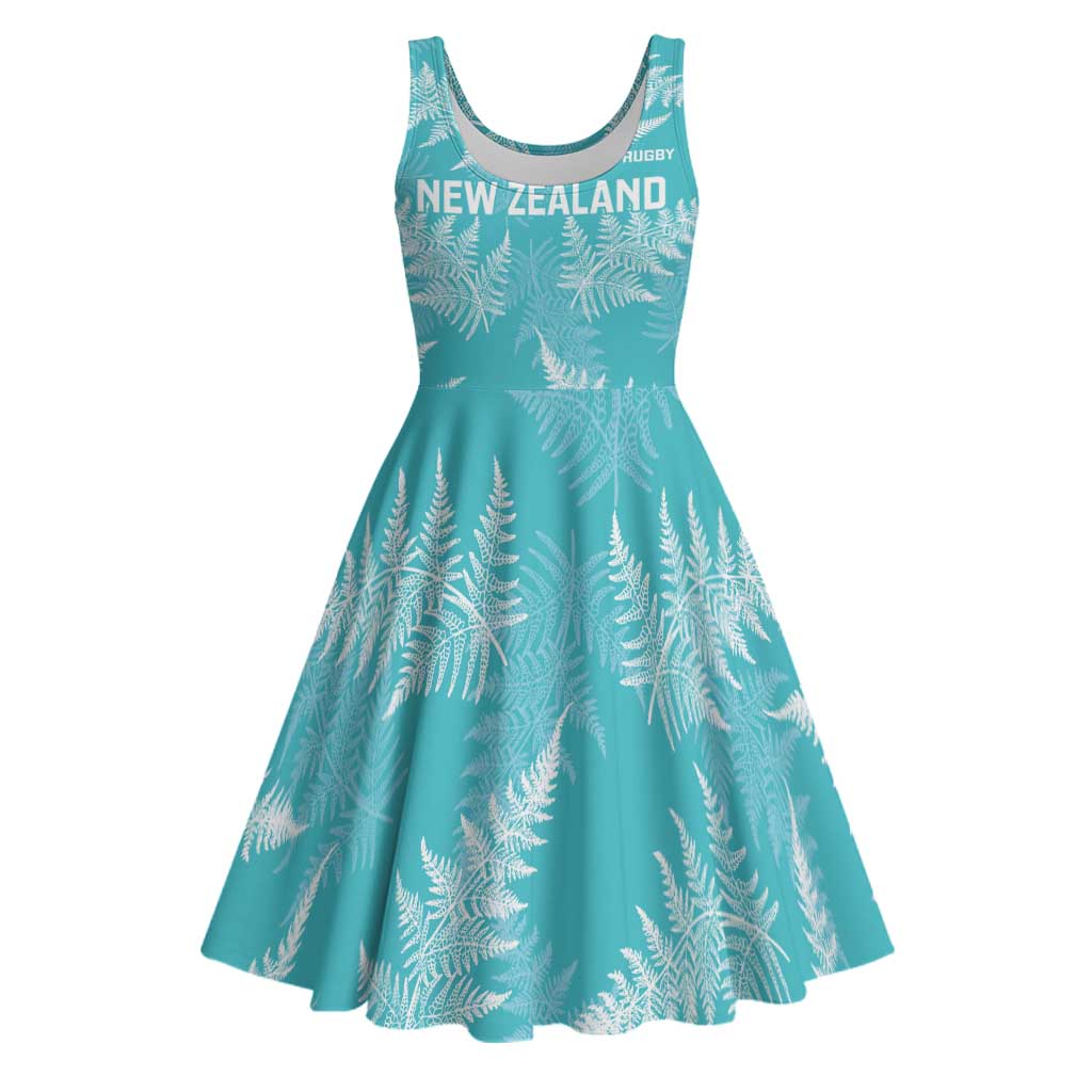 New Zealand Silver Fern Rugby Custom Midi Dress Go Aotearoa Champions Turquoise Version LT14 Turquoise - Polynesian Pride