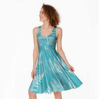 New Zealand Silver Fern Rugby Custom Midi Dress Go Aotearoa Champions Turquoise Version LT14 - Polynesian Pride