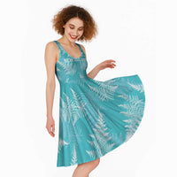 New Zealand Silver Fern Rugby Custom Midi Dress Go Aotearoa Champions Turquoise Version LT14 - Polynesian Pride
