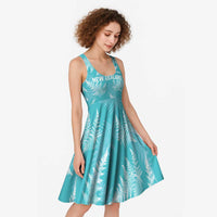 New Zealand Silver Fern Rugby Custom Midi Dress Go Aotearoa Champions Turquoise Version LT14 - Polynesian Pride
