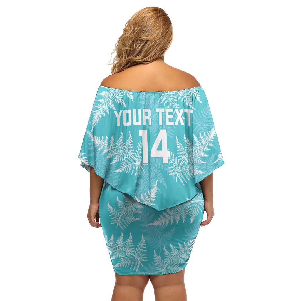 New Zealand Silver Fern Rugby Custom Off Shoulder Short Dress Go Aotearoa Champions Turquoise Version LT14 - Polynesian Pride