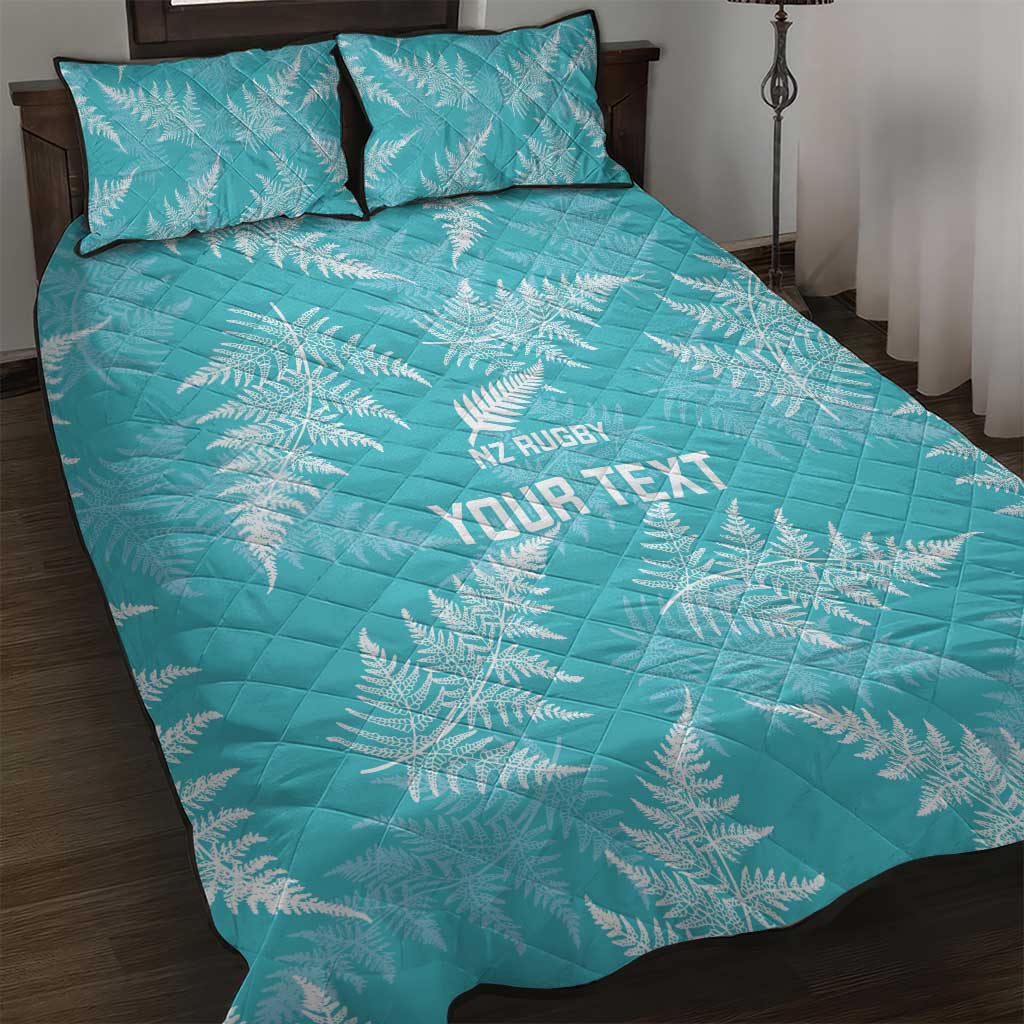 New Zealand Silver Fern Rugby Custom Quilt Bed Set Go Aotearoa Champions Turquoise Version - Polynesian Pride