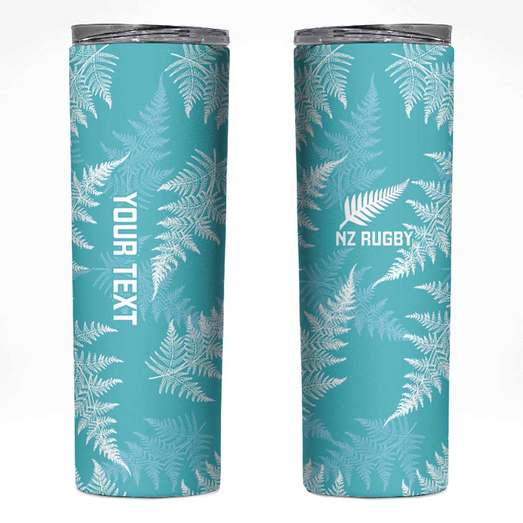 New Zealand Silver Fern Rugby Custom Skinny Tumbler Go Aotearoa Champions Turquoise Version LT14 Turquoise - Polynesian Pride