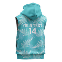 New Zealand Silver Fern Rugby Custom Sleeveless Zip Hoodie Go Aotearoa Champions Turquoise Version LT14 - Polynesian Pride