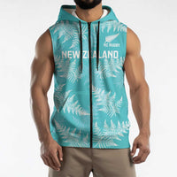 New Zealand Silver Fern Rugby Custom Sleeveless Zip Hoodie Go Aotearoa Champions Turquoise Version LT14 - Polynesian Pride