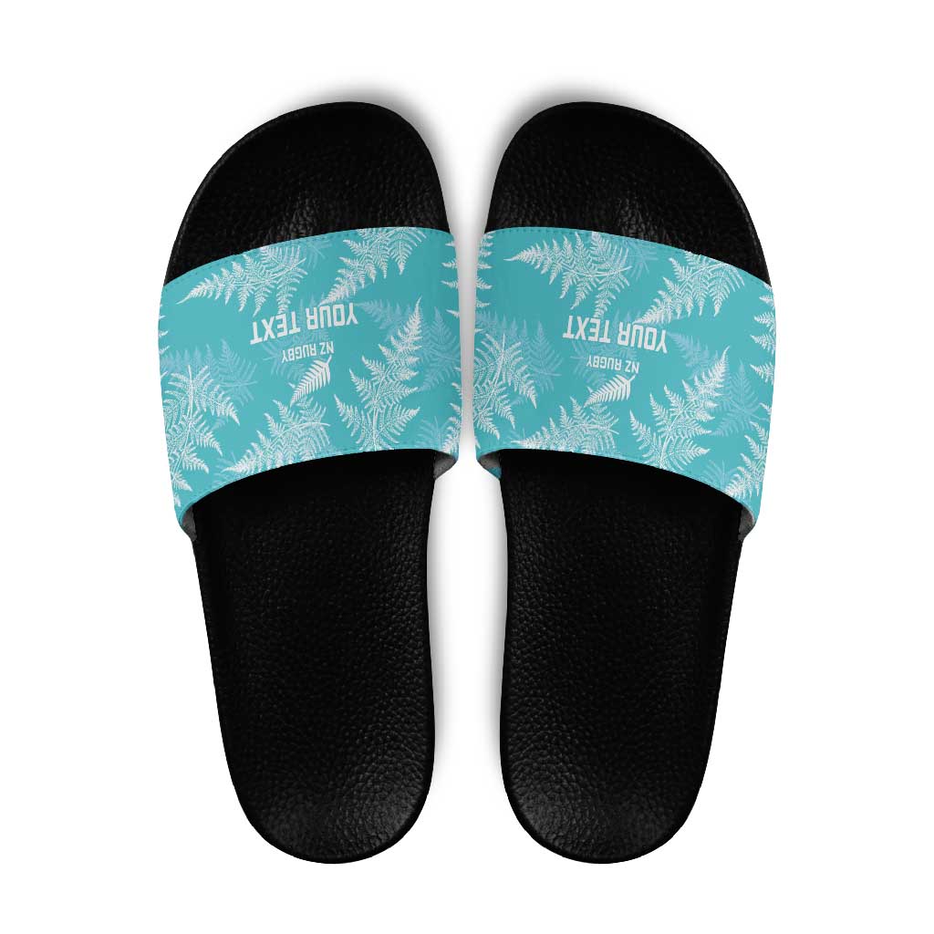 New Zealand Silver Fern Rugby Custom Slide Sandals Go Aotearoa Champions Turquoise Version - Polynesian Pride