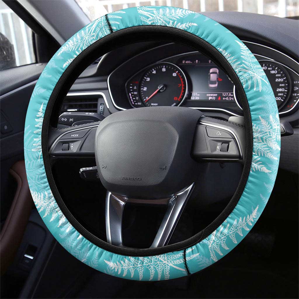 New Zealand Silver Fern Rugby Steering Wheel Cover Go Aotearoa Champions Turquoise Version LT14 - Polynesian Pride