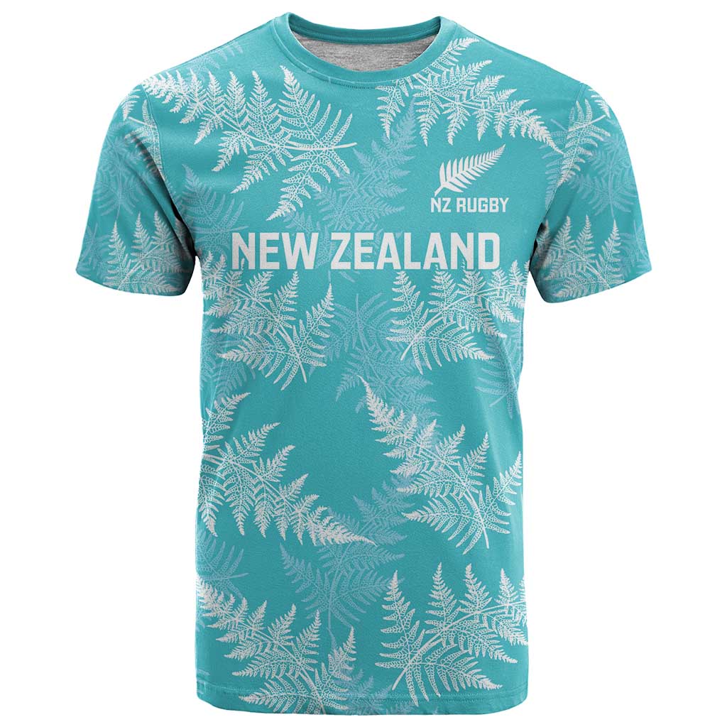 New Zealand Silver Fern Rugby Custom T Shirt Go Aotearoa Champions Turquoise Version LT14 Turquoise - Polynesian Pride