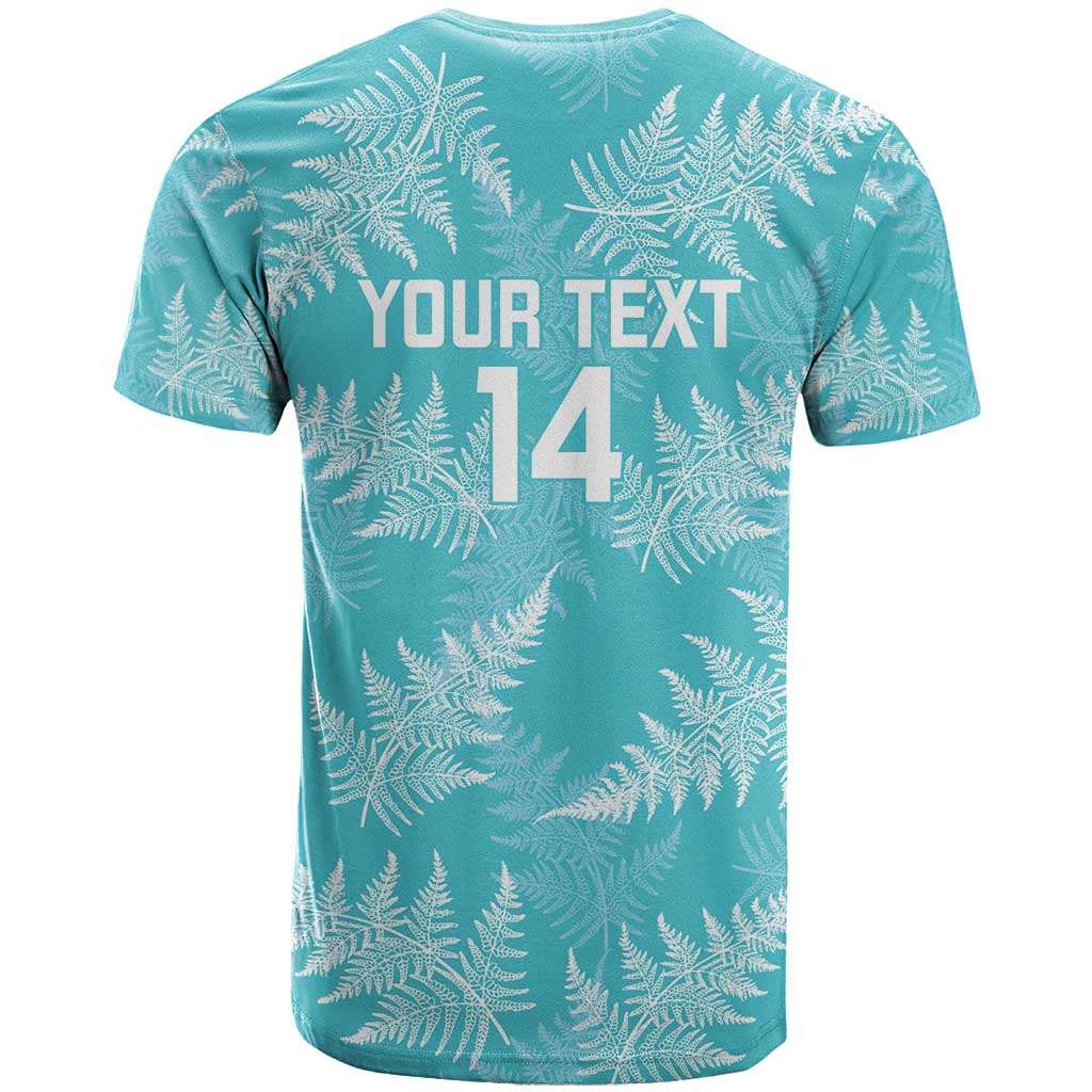 New Zealand Silver Fern Rugby Custom T Shirt Go Aotearoa Champions Turquoise Version LT14 - Polynesian Pride