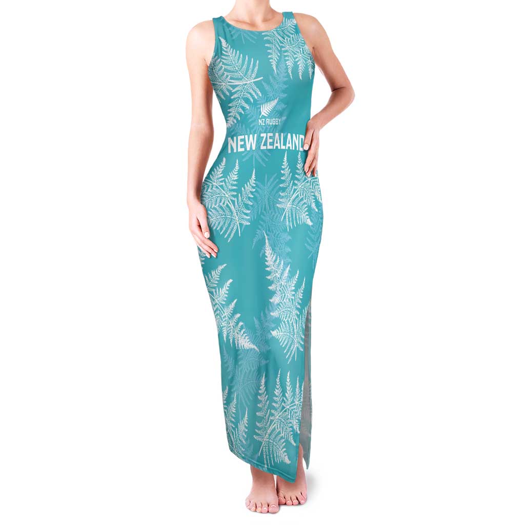 New Zealand Silver Fern Rugby Custom Tank Maxi Dress Go Aotearoa Champions Turquoise Version LT14 Women Turquoise - Polynesian Pride