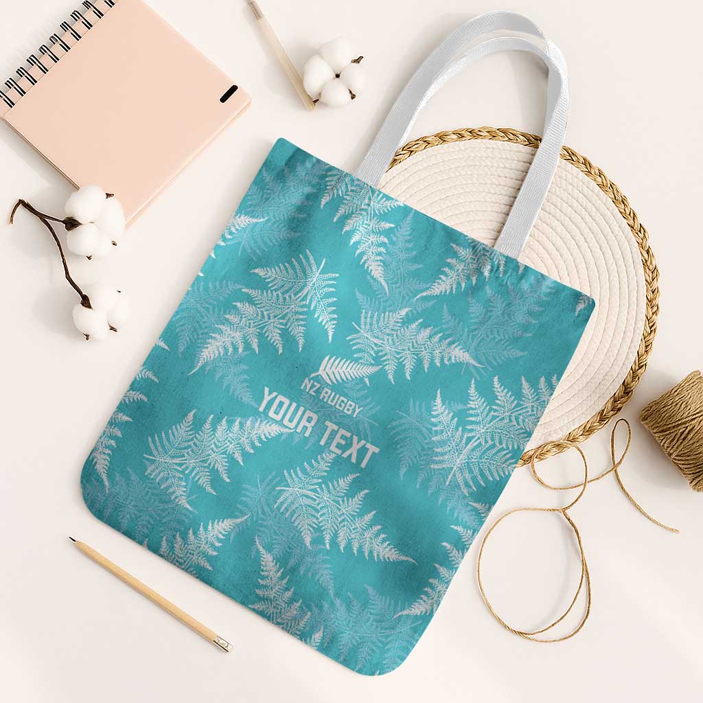 New Zealand Silver Fern Rugby Custom Tote Bag Go Aotearoa Champions Turquoise Version - Polynesian Pride
