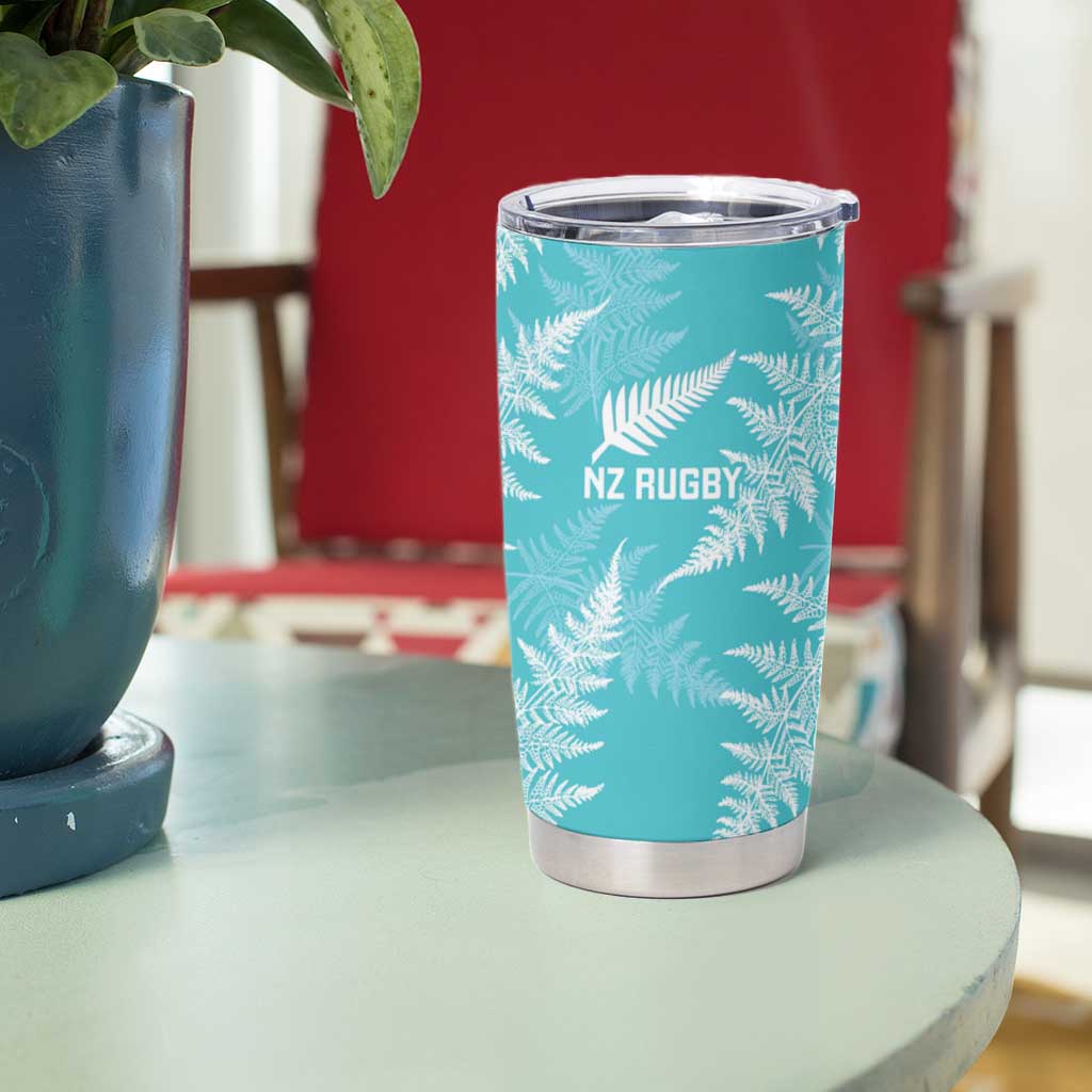 New Zealand Silver Fern Rugby Custom Tumbler Cup Go Aotearoa Champions Turquoise Version LT14 - Polynesian Pride