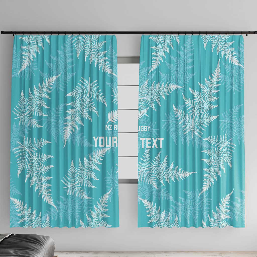 New Zealand Silver Fern Rugby Custom Window Curtain Go Aotearoa Champions Turquoise Version - Polynesian Pride