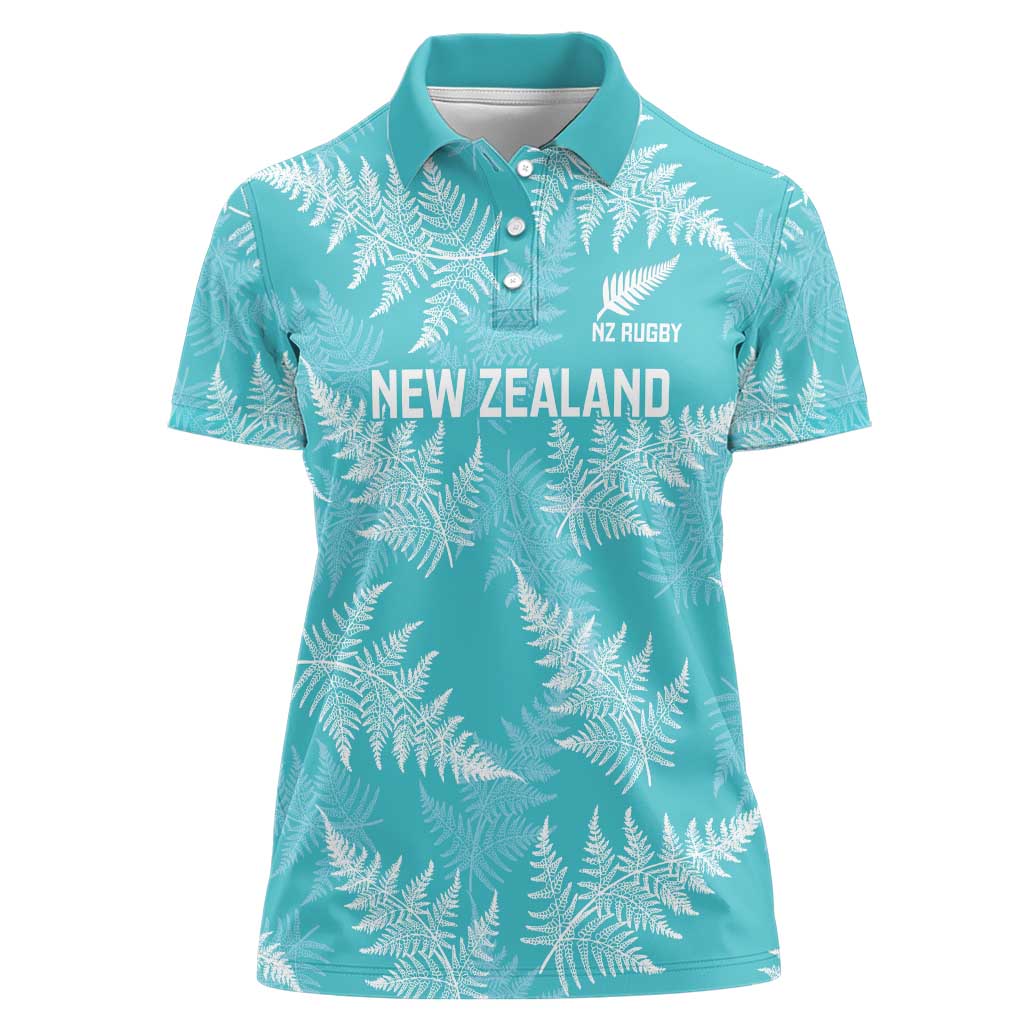 New Zealand Silver Fern Rugby Custom Women Polo Shirt Go Aotearoa Champions Turquoise Version - Polynesian Pride