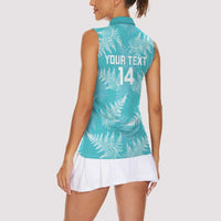 New Zealand Silver Fern Rugby Custom Women Sleeveless Polo Shirt Go Aotearoa Champions Turquoise Version LT14 - Polynesian Pride