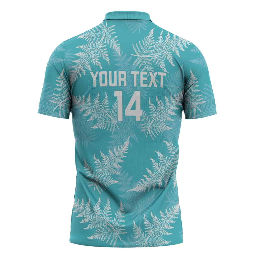 New Zealand Silver Fern Rugby Custom Zipper Polo Shirt Go Aotearoa Champions Turquoise Version LT14 - Polynesian Pride