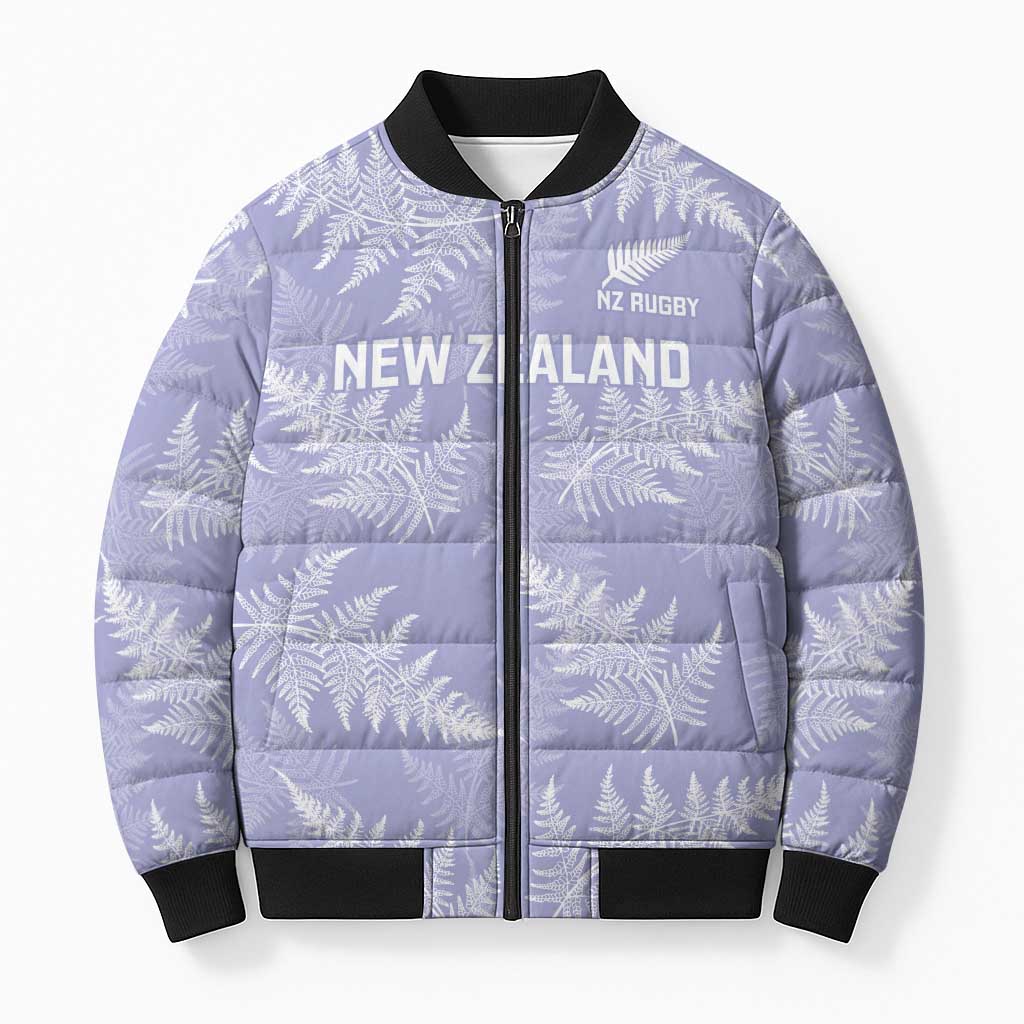 New Zealand Silver Fern Rugby Custom Bomber Puffer Jacket Go Aotearoa Champions Purple Version - Polynesian Pride