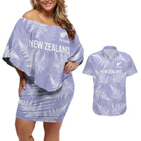 New Zealand Silver Fern Rugby Custom Couples Matching Off Shoulder Short Dress and Hawaiian Shirt Go Aotearoa Champions Purple Version LT14 Purple - Polynesian Pride