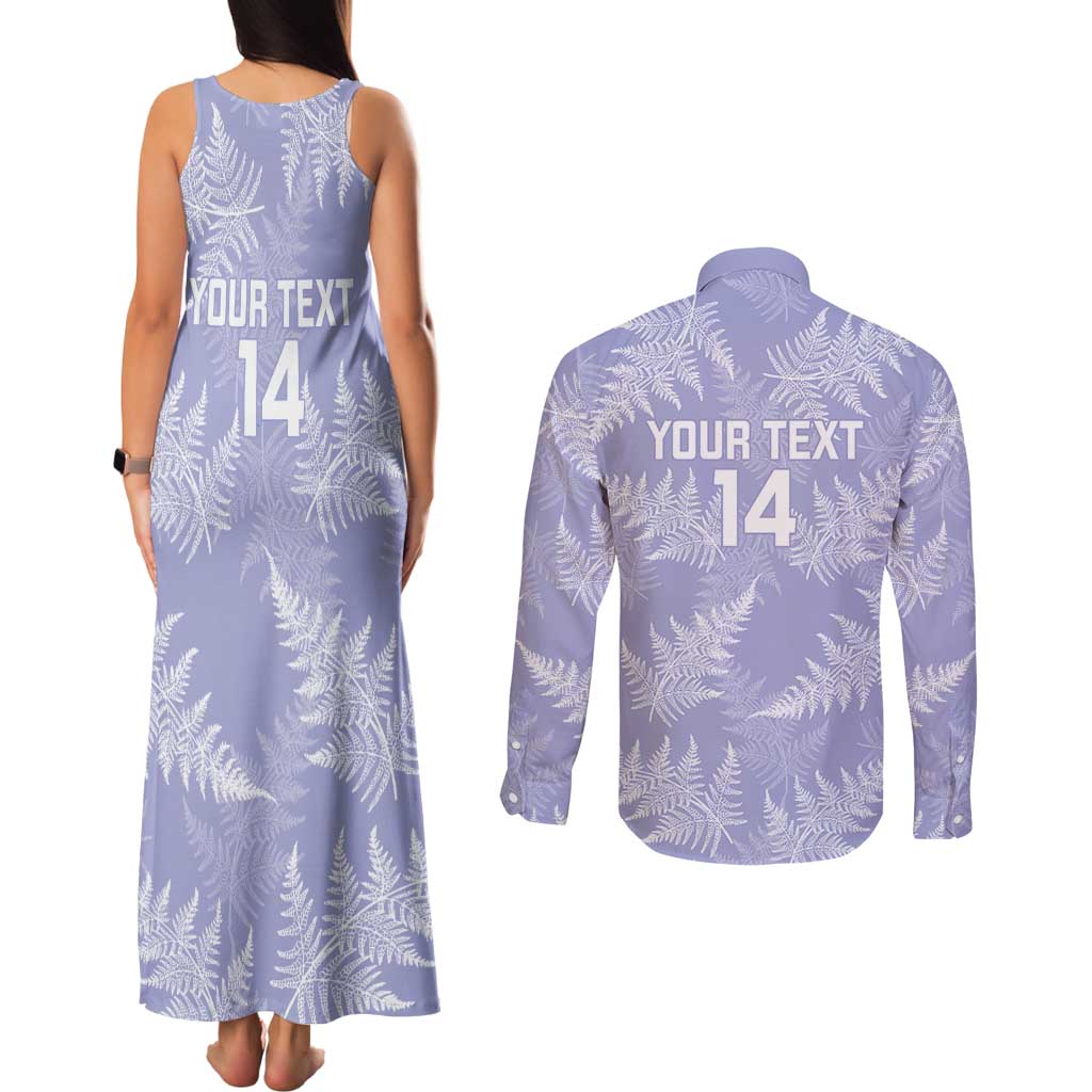 New Zealand Silver Fern Rugby Custom Couples Matching Tank Maxi Dress and Long Sleeve Button Shirt Go Aotearoa Champions Purple Version - Polynesian Pride