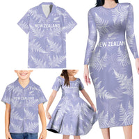 New Zealand Silver Fern Rugby Custom Family Matching Long Sleeve Bodycon Dress and Hawaiian Shirt Go Aotearoa Champions Purple Version LT14 - Polynesian Pride