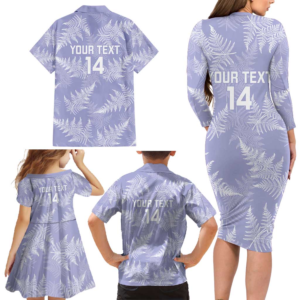 New Zealand Silver Fern Rugby Custom Family Matching Long Sleeve Bodycon Dress and Hawaiian Shirt Go Aotearoa Champions Purple Version LT14 - Polynesian Pride