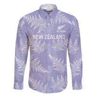 New Zealand Silver Fern Rugby Custom Family Matching Off The Shoulder Long Sleeve Dress and Hawaiian Shirt Go Aotearoa Champions Purple Version LT14 Dad's Shirt - Long Sleeve Purple - Polynesian Pride
