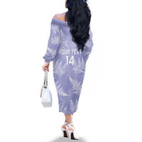 New Zealand Silver Fern Rugby Custom Family Matching Off The Shoulder Long Sleeve Dress and Hawaiian Shirt Go Aotearoa Champions Purple Version LT14 - Polynesian Pride